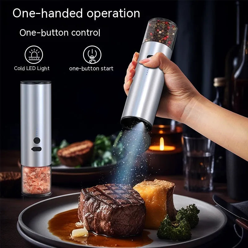 Electric Food Corn Soybean Salt And Pepper Grinder Mill Machine Rechargeable Electric Pepper And Salt Grinder Set With LED Kitchen Gadgets - Bellarte Enchanté Electric Food Corn Soybean Salt And Pepper Grinder Mill Machine Rechargeable Electric Pepper And Salt Grinder Set With LED Kitchen Gadgets